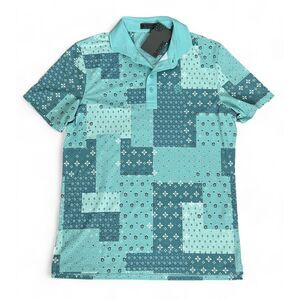 NWT G Fore Golf Polo Teal Boro Patch‎ Tech Pique G/Fore Performance Shirt Size M